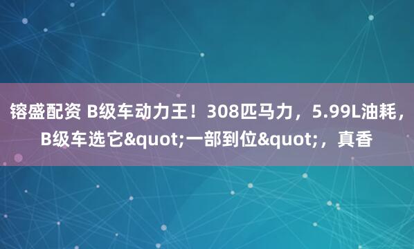 镕盛配资 B级车动力王！308匹马力，5.99L油耗，B级车选它"一部到位"，真香