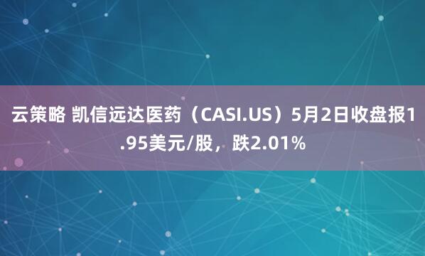 云策略 凯信远达医药（CASI.US）5月2日收盘报1.95美元/股，跌2.01%